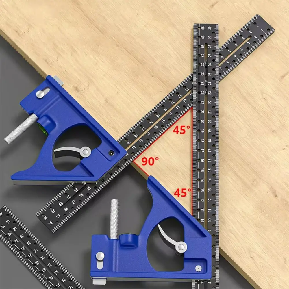 

Aluminum Alloy Woodworking Square Ruler 30CM Precision Freely Move Locator L Shaped Ruler Base Thickness 18mm 45/90 Degree