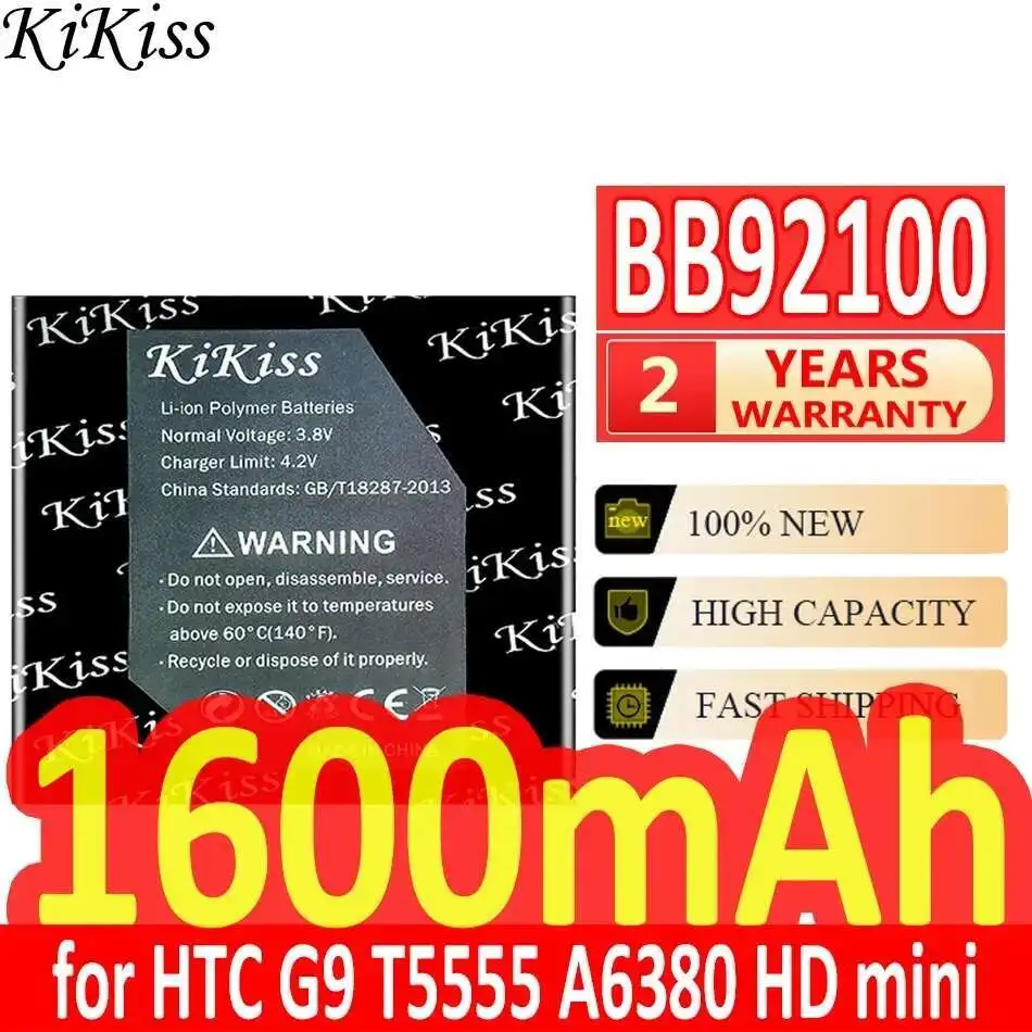 

Mobile Phone Battery Fast Charging Lightweight BB92100 1600Mah For Htc G9 T5555 A6380 HD Mini