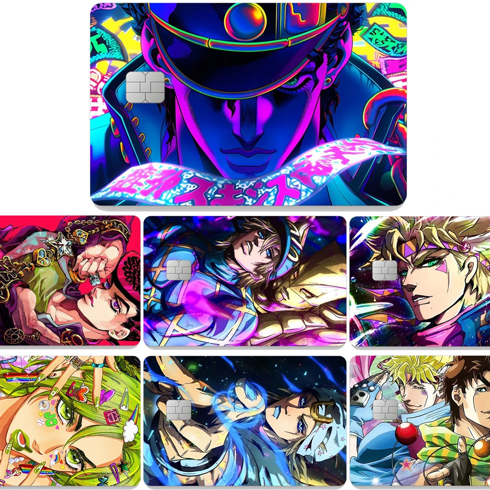 JoJo's Bizarre Adventure Kartensticker Skins Jotaro Kujo PVC Cartoon-Karten Deko Laser-Aufkleber Jungen Anime Wasserdicht Geburtstagsgeschenk