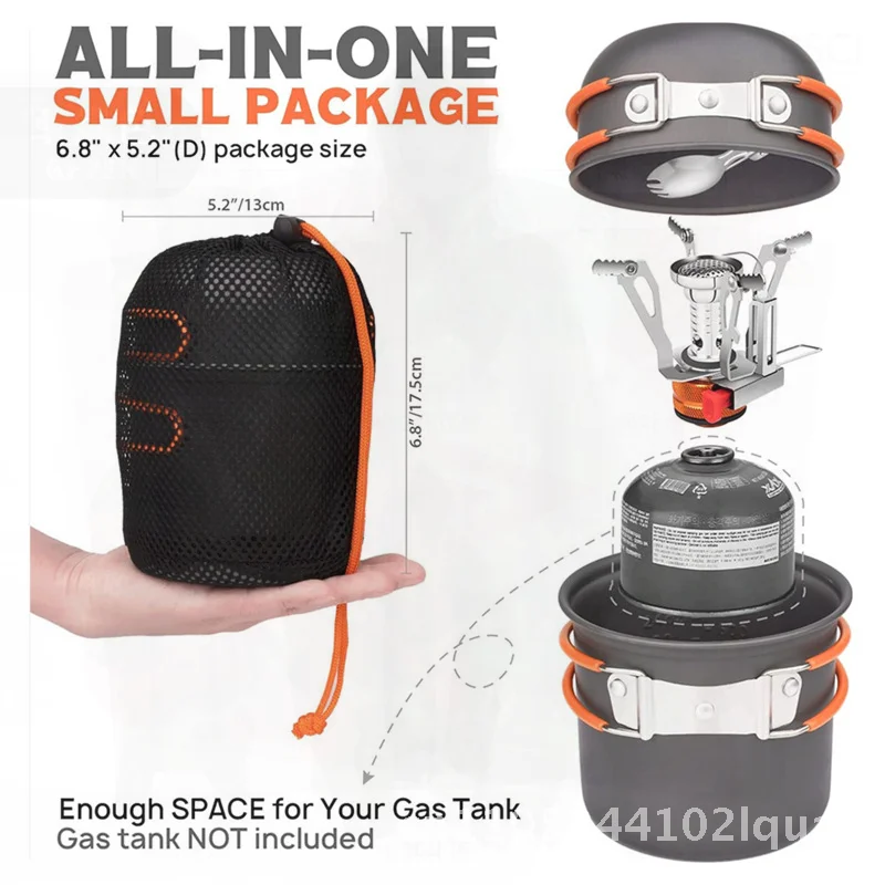 

DS101 Outdoor Camping Cookware Set 1-2 Backpackers Multifunctional Pot Stove Coffee Cup Aluminum Alloy Portable Ultra-Light