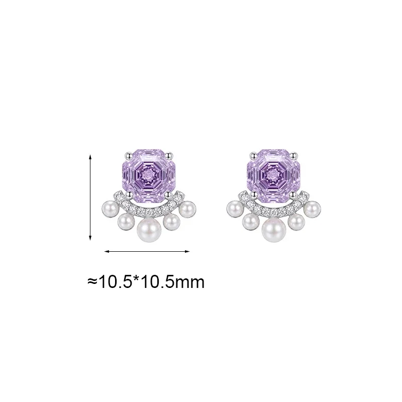 S999 Sterling Silver Needle Sweet Geometric Zircon Beads Tassel Stud Earrings for Women Trendy Party Fashion Jewelry Accessories