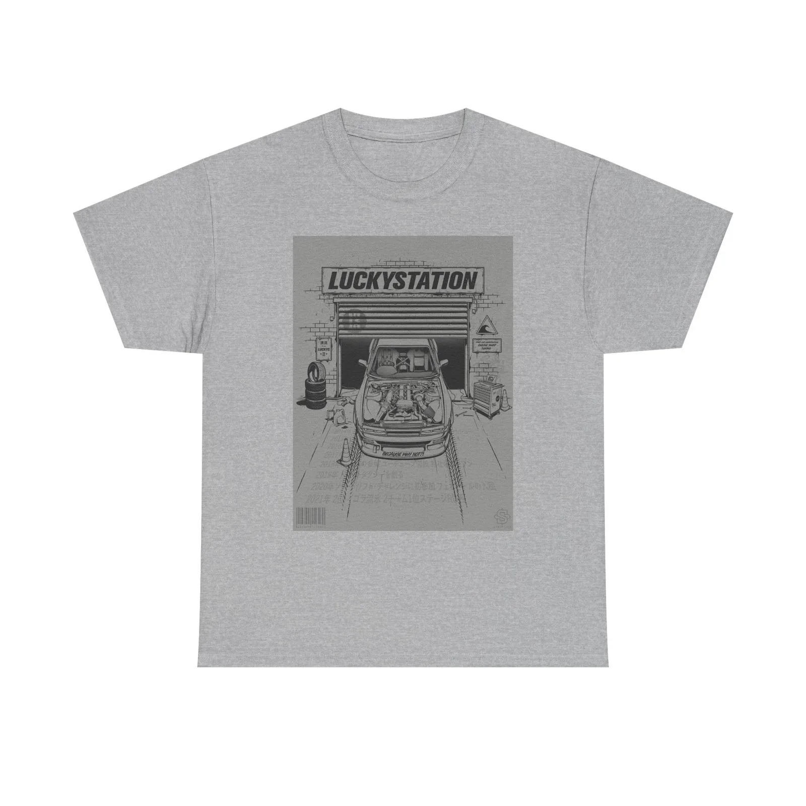 Lucky Station JDM Tuner Graphic T Shirt Unisex Heavy Cotton Tee Gift Vintage