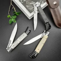 Russian Finka NKVD KGB Manual Folding Pocket Knife Shell/Resin/Acrylic Handle 440C Blade Mirror Finish Outdoor Camping Knives