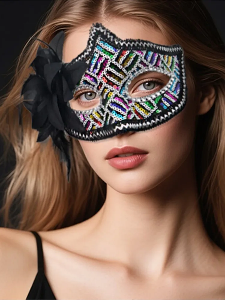 

Eye Mask Sexy Feather Sequin Venetian Masquerade Ball Halloween Party Fancy Dress Costume Props Lady Face Mask
