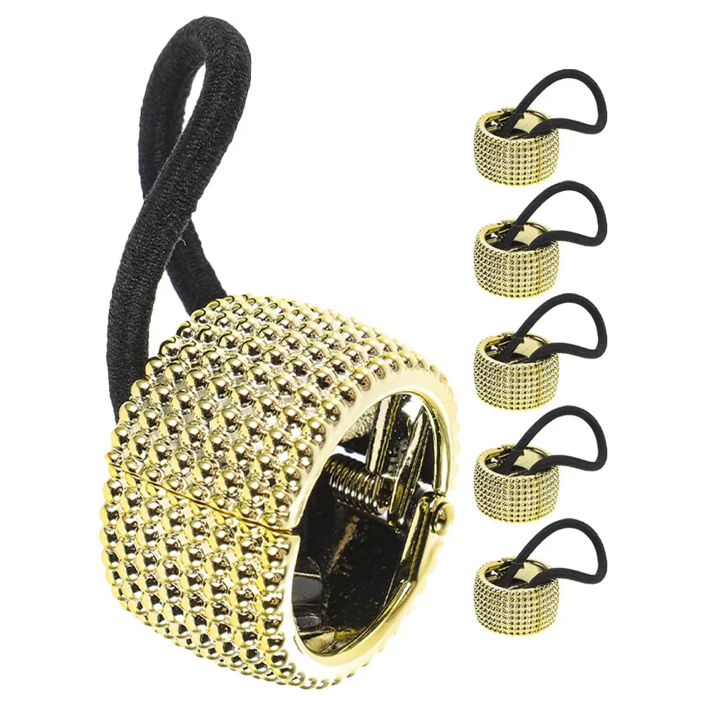 

6pcs Gold Women Hair Ponytail Holders Cuff Ties Durable Metal Rope Accessories Stylish Daily Metal Hair Rope Gifts