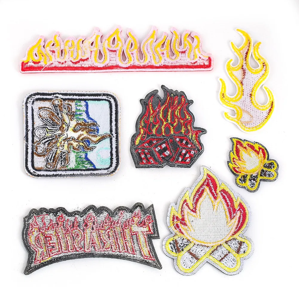 Individually exquisite flame bonfire embroidery cloth stickers for children's clothes, backpack decoration DIY fabric