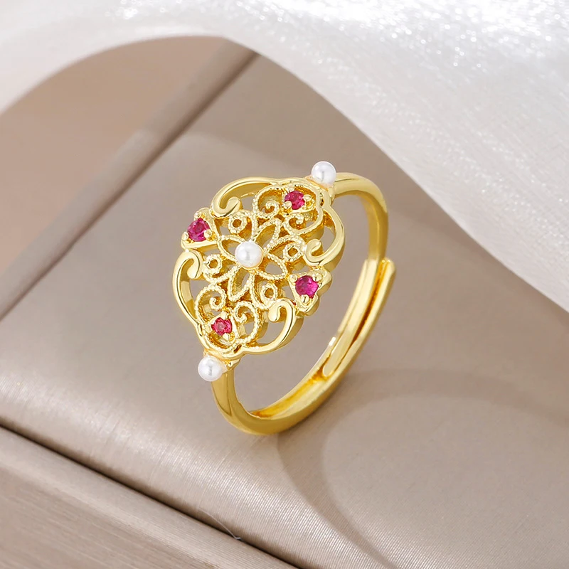 Inspiration Design New In Diamond Pearl rings for women Light Luxury High End Retro Palace Style Exquisite Ring Wedding Jewelry