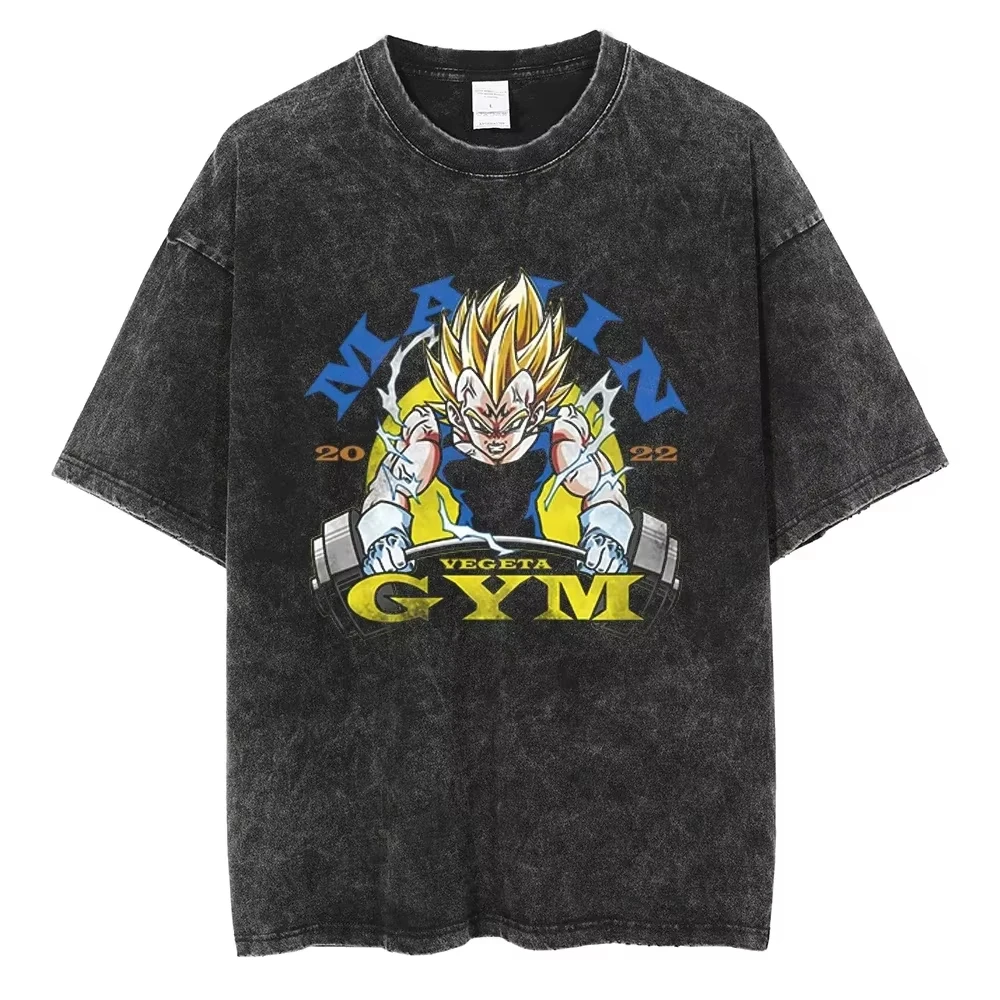 Gym Dragon Ball Vintage Harajuku Vintage Gewassen T-shirt Katoen Mannen Hip Hop Streetwear Oversized Vrouwen Korte Mouw Unisex Y2k