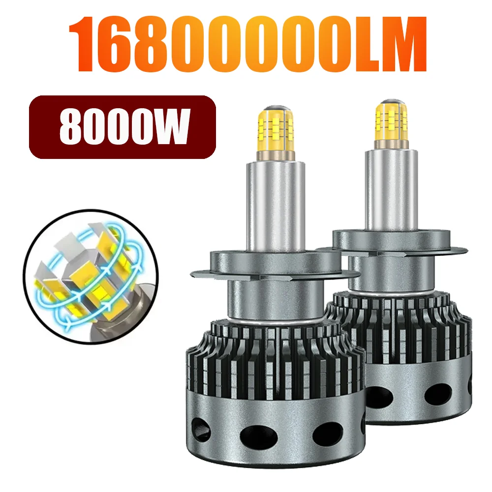 H7 Canbus LED Headlight Bulbs 16800000LM 8000W 9005 9006 H11 Auto Headlamps Super Bright Auto Lamps Light Bulb for Car