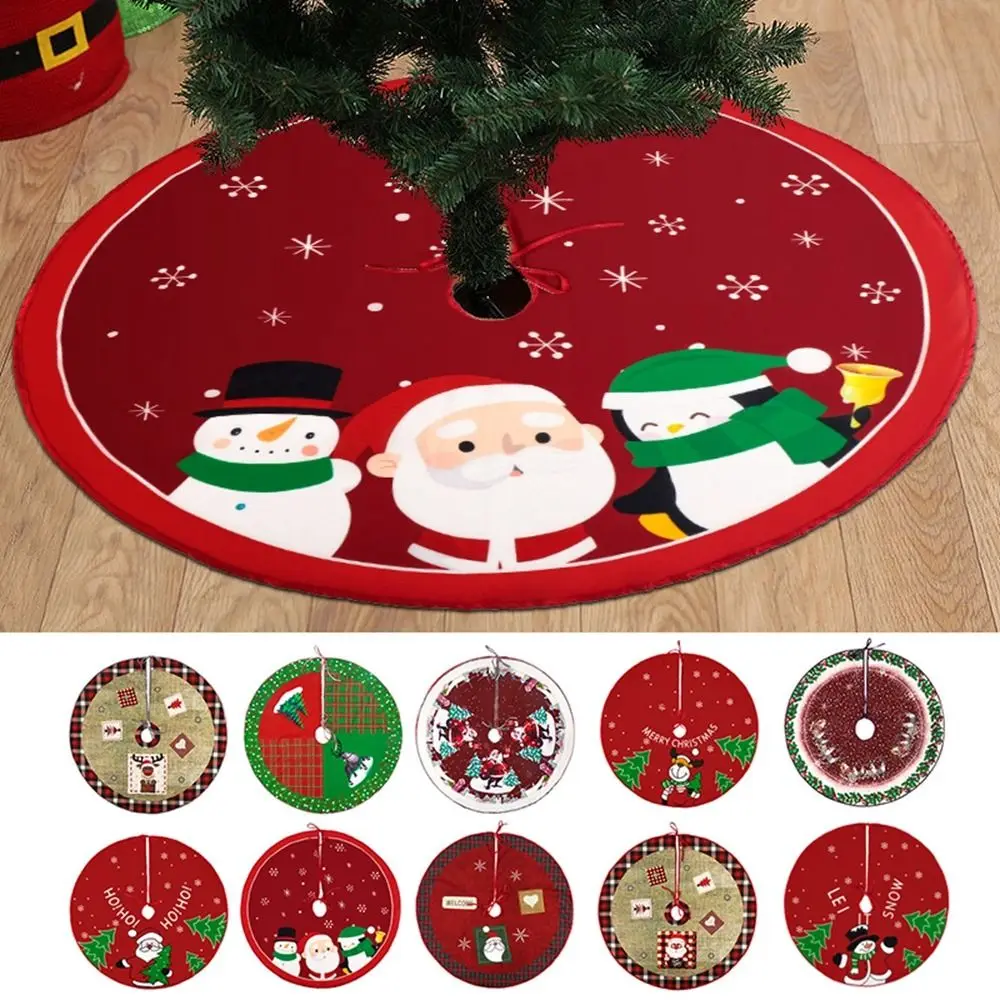 Party Decor Christmas Tree Skirt Merry Christmas Snowman Santa Elk Carpet Floor Mat Happy New Year Tree Accessories