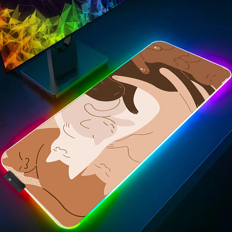 LED Computer Gaming Mouse Pad PC Gamer Solar Syste RGB Mousepad Anime Antislip Laptop Carpet Mat Backlit Large Cute Mouse Mat