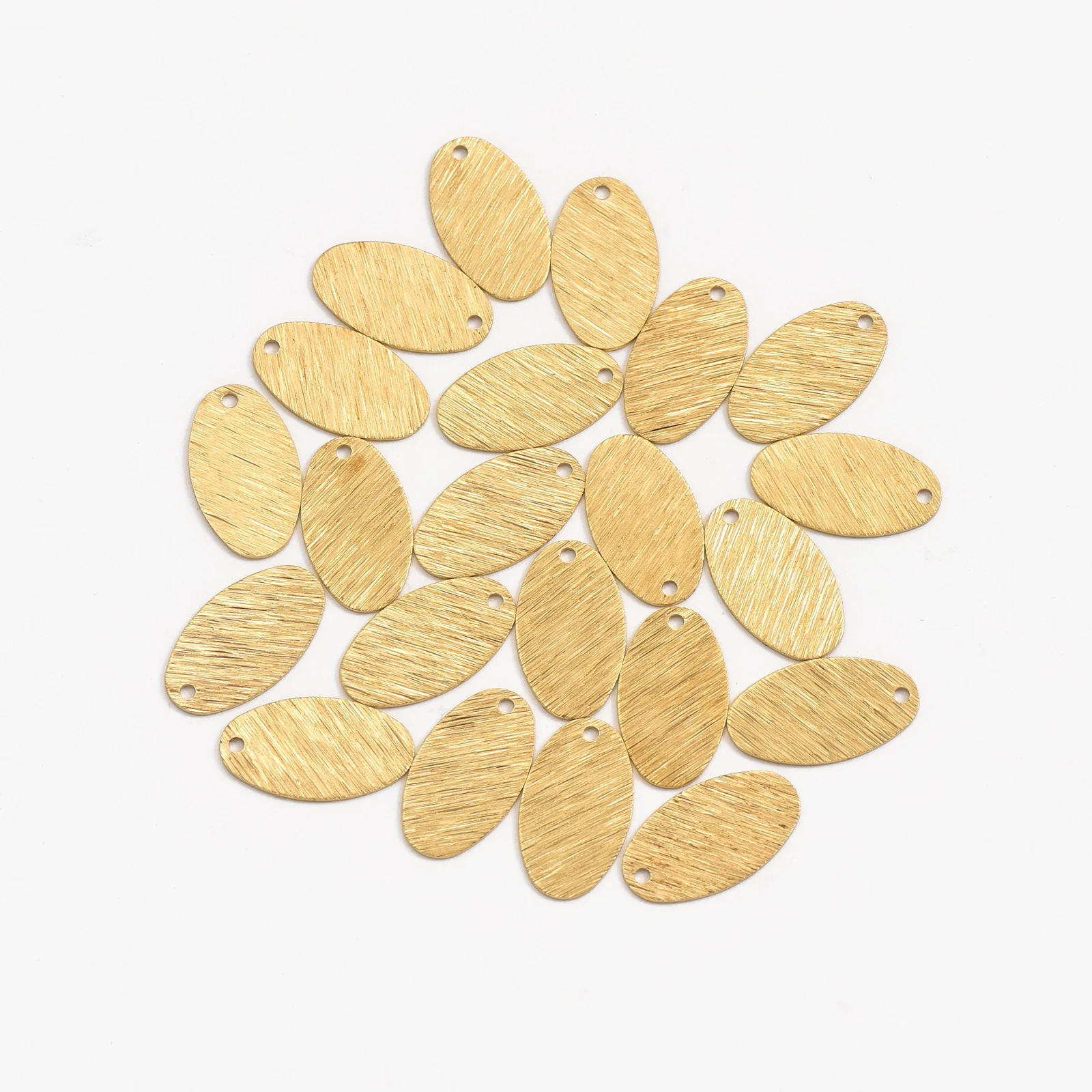 20 pieces of original brass brushed single hole geometric oval pendant for DIY production of charming jewelry accessories