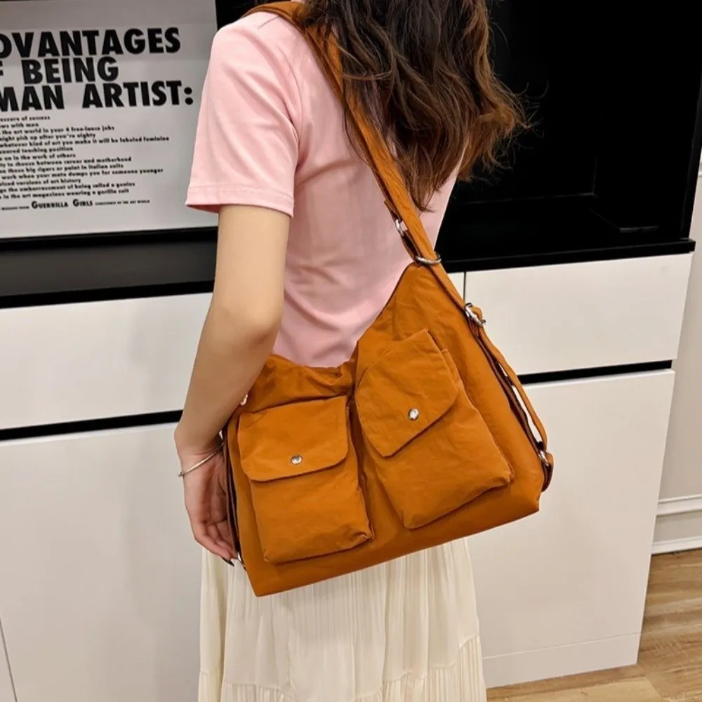 

Large Capacity Nylon Crossbody Bag Multiple Pockets Harajuku Men Shoulder Bag Waterproof Korean Style Canvas Backpack Unisex