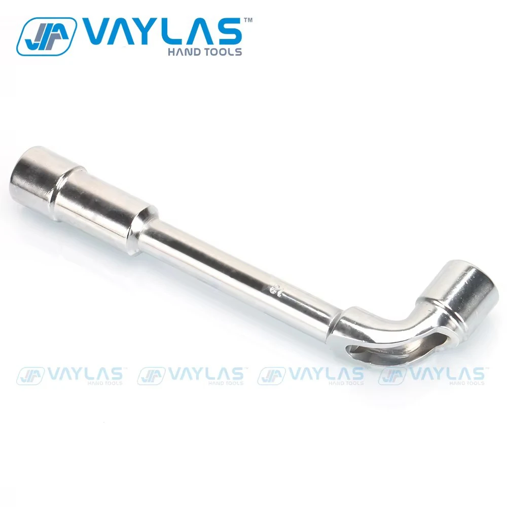 18mm L type angled socket wrench spanner with thru hole, Chome vanadium