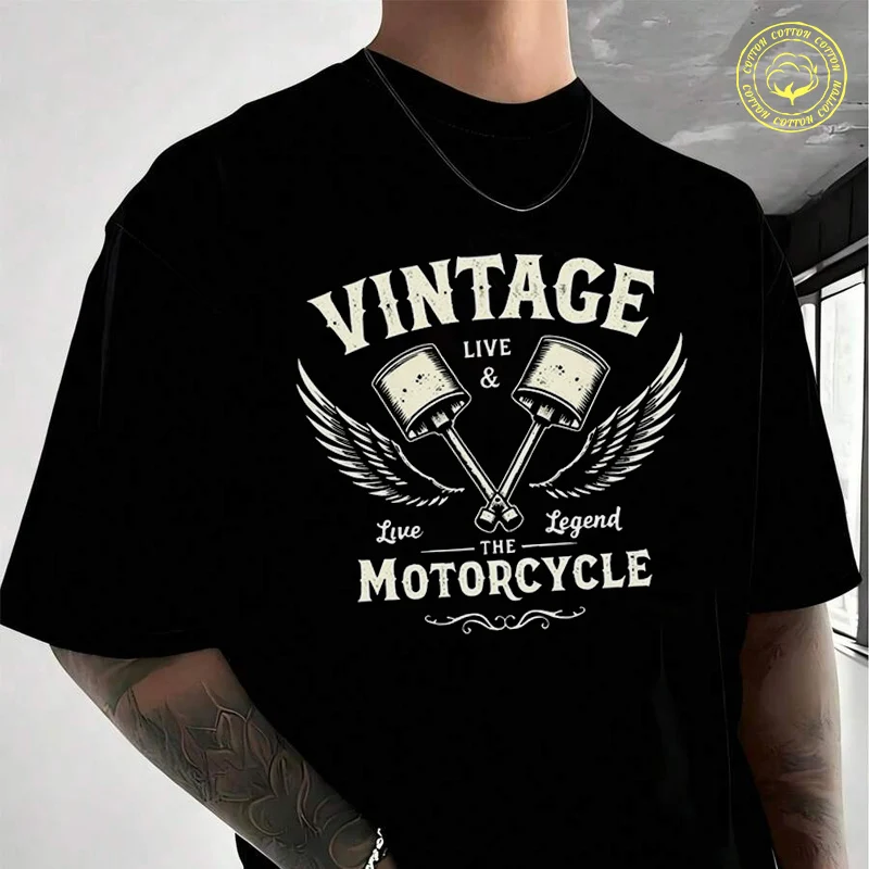 

Men Cotton T-Shirt Vintage Motorcycle Theme Moto T Shirt O-neck Short Sleeve Tees Fashion Hip Hop Tshirt