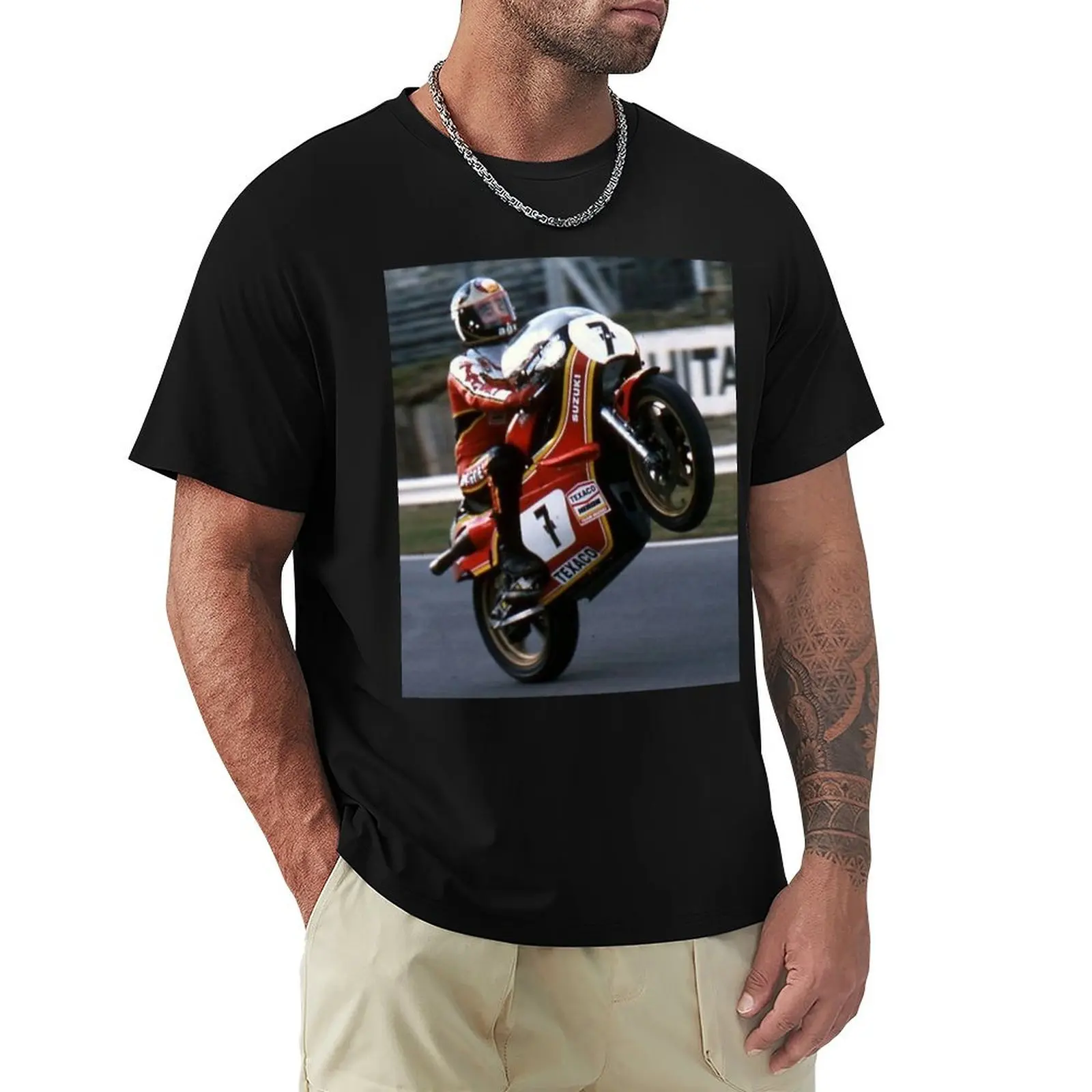 Barry Sheene T-Shirt Minimalist Plain Crew Neck T-Shirt