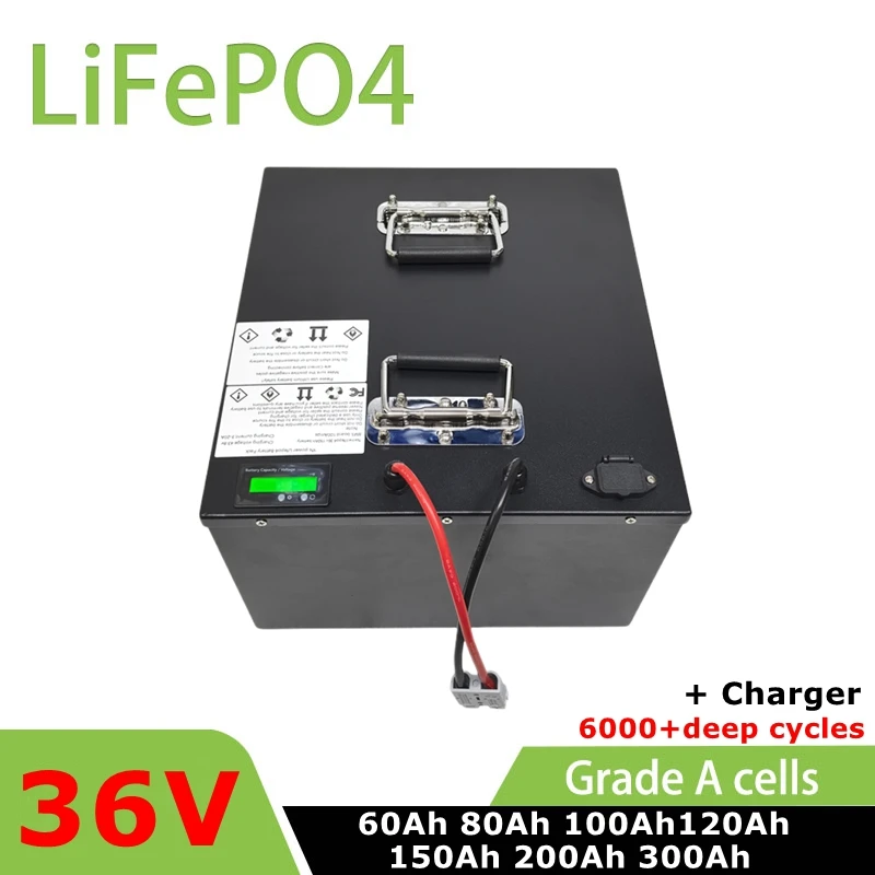 

36V 60AH 80AH 100AH 120AH 150Ah 200AH 300ah LifePo4 Lithium Battery, Golf Cart, Electric Vehicle+Charger
