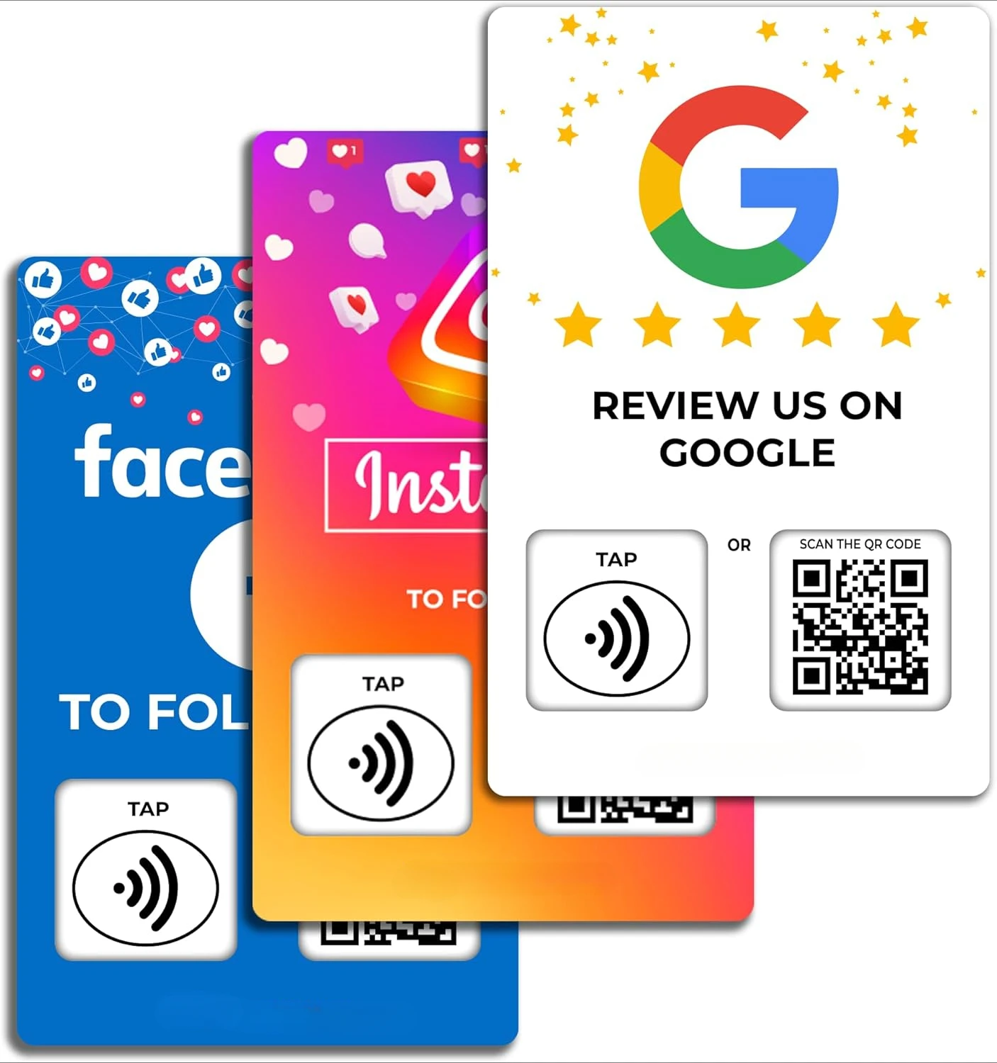 Custom Social Review Tap Card  Review QR Code Contactless Review Card  NFC Tap Card