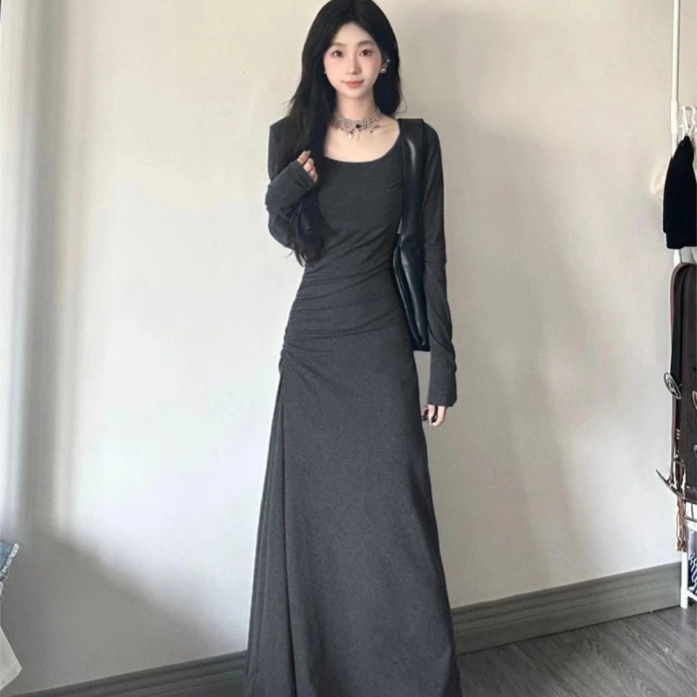 Casual Long Sleeve Dress Long Dress Casual Spring Dress 2XL Draped Long Dress Regular Clothing Length S-2XL Size