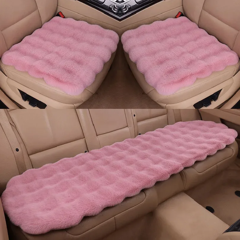 

Winter Plush Rabbit Covers Car Seats Cushion Universal Keep Warm Ultra-Soft Auto Chair Protector Pad Car Interior Accessories