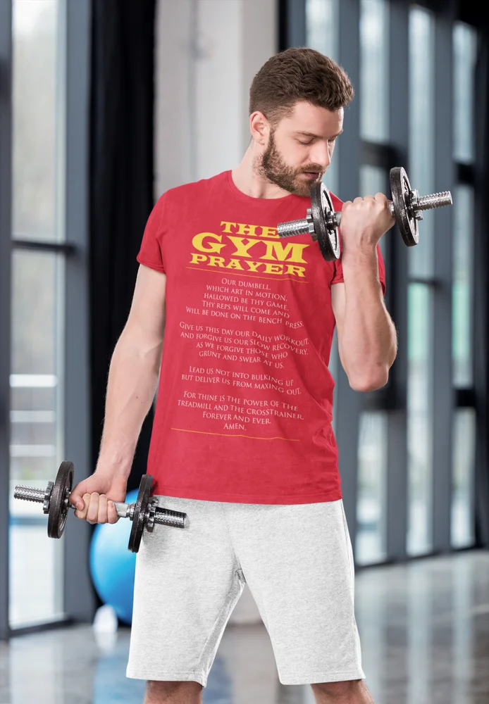 The Gym Prayer Fitness Graphic Tees Men - Novelty Gym - Workout Gym T Shirt