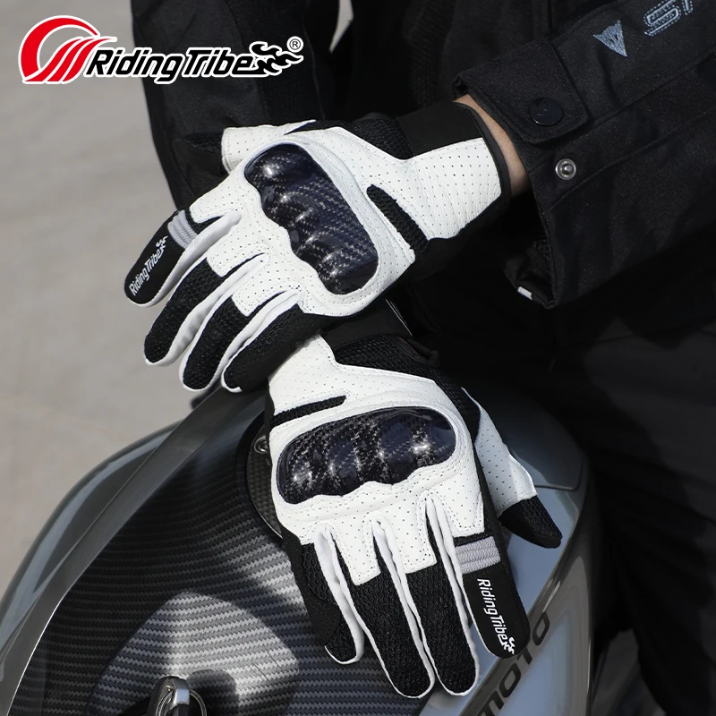 Motorcycle Leather Gloves Carbon Fiber Shell Suitable for Bike Gloves Skateboard Gloves Outdoor Gloves