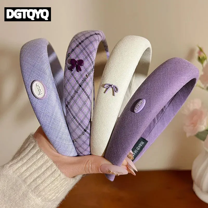 

Пурпурная серия: Элегантная широкая повязка на голову из губчатого материала для женщин, модная повязка для макияжа, аксессуар для волос