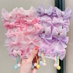 Princess Bow Flower Hair Clip Cute Baby Headwear Little Girl No Harm Hair Side Clip Children's Mesh Hair Grips for girl