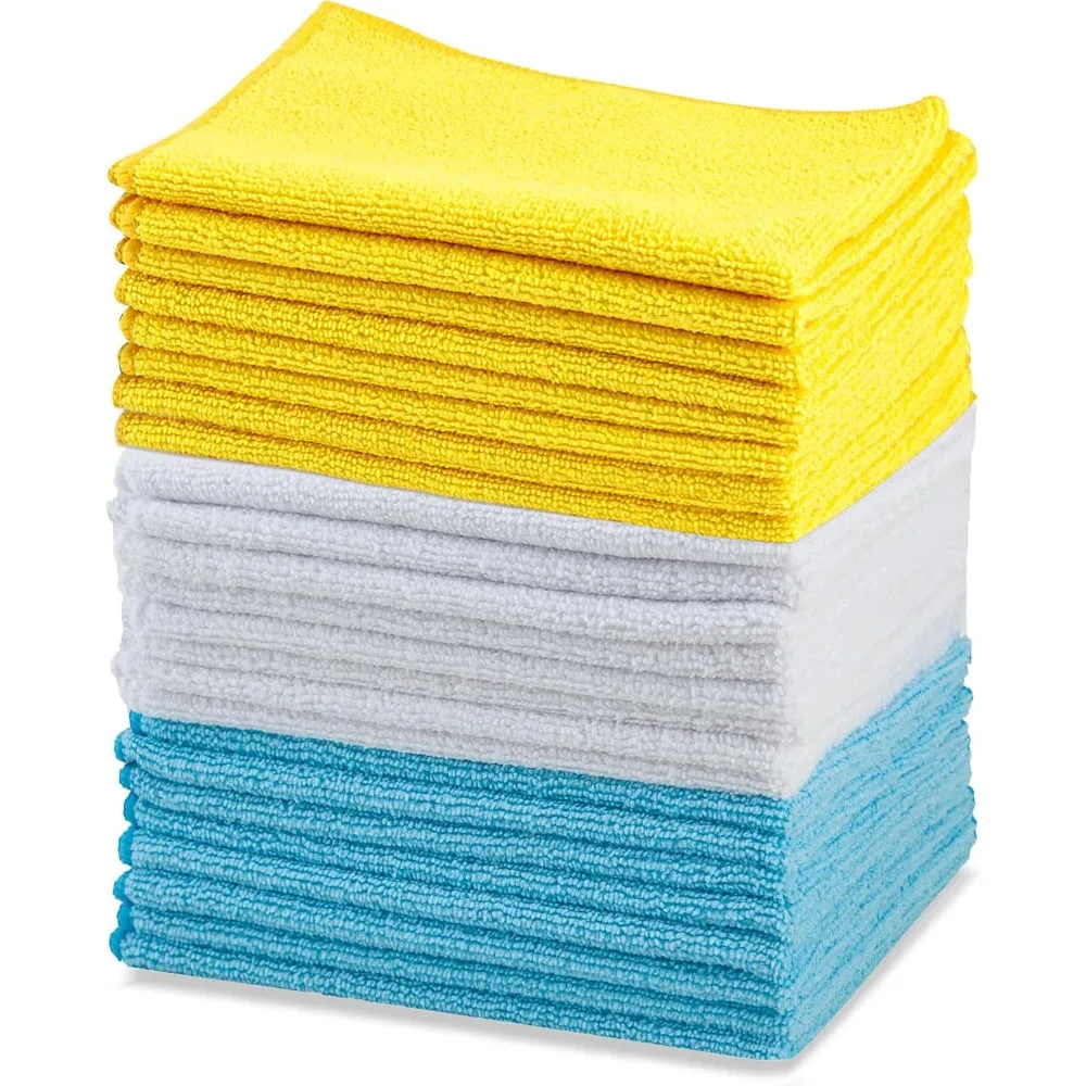 

Ultra Absorbent Reusable Microfiber Cleaning Cloths Lint Streak Free Non Abrasive Washable 16x12 24 Pack