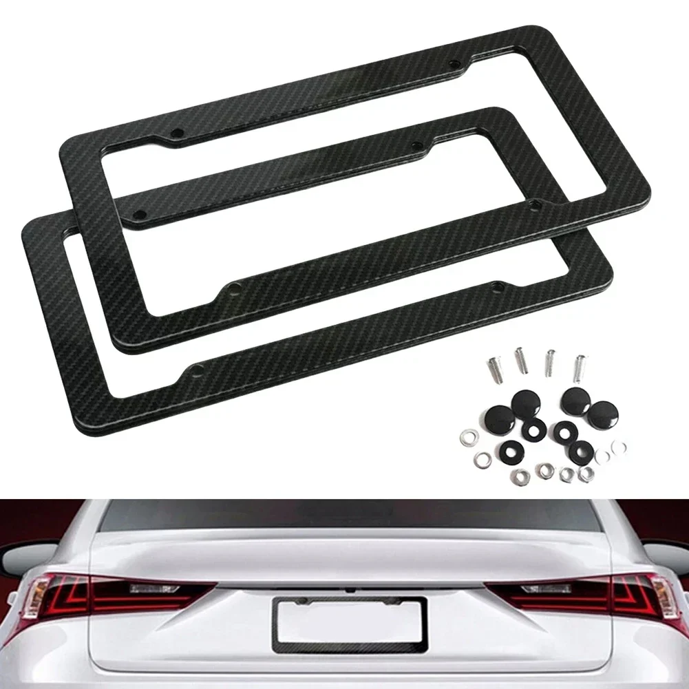 Soporte para matrícula de coche, marco para matrícula de coche de fibra de carbono, etiqueta para marco de matrícula de coche, piezas universales para automóvil