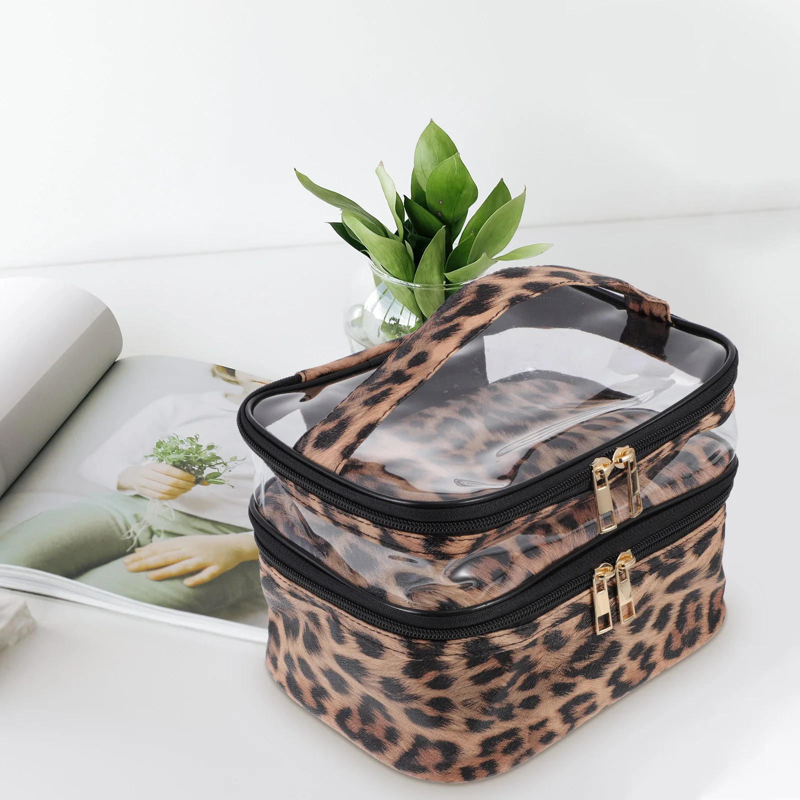 

1Pcs Storage Bag Portable Waterproof Makeup Organizer Double Layer Travel Toiletry Transparent Large Capacity Pouch