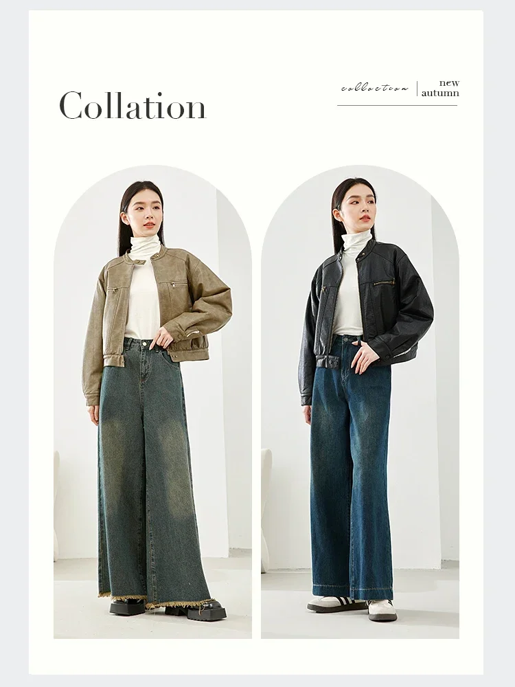 VIMLY Women's Black Quilted Leather Jackets Winter 2025 Warm Motorcoat Style Round Collar Zip Up Ladies Short Outerwear M5320