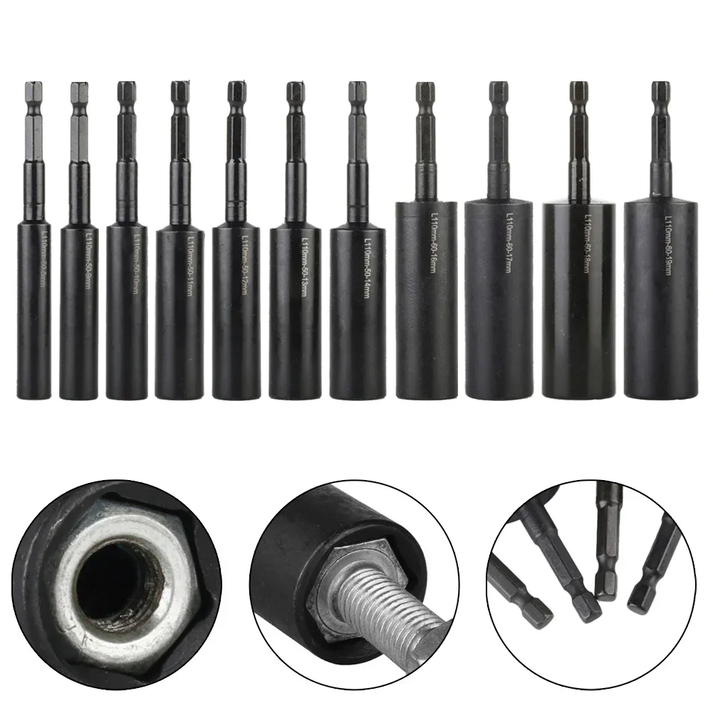 

110mm Deepen Socket Wrenches Hexagon Nut Driver Drill Bit For Hexagon Screw Installation Removal H8-H14 Sleeve Adapter