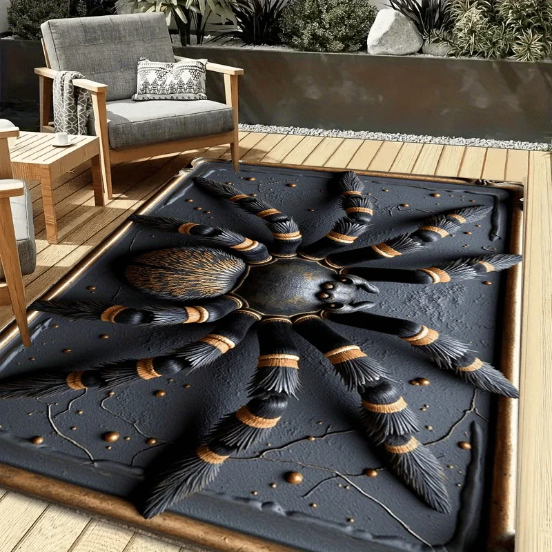 Black Spider Pattern Entrance Mat, Non-Slip Floor Rug for Bedroom Living Room Bathroom, Indoor Outdoor Decorative Carpet