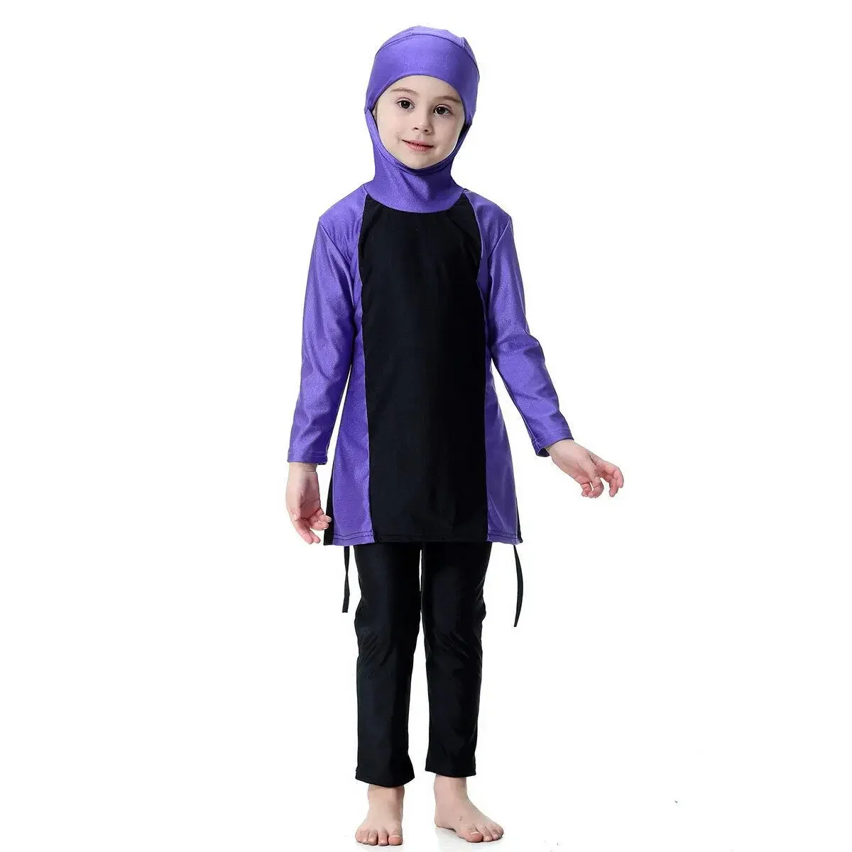 Burkini Femme Musulmane Maillot De Bain Girls Muslim Swimwear Kids Islam Swimsuit Beachwear Suit Burkinis Hooded Tops and Pants