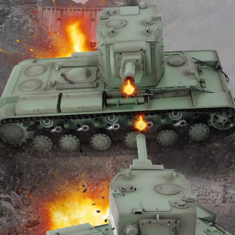 Henglong Remote Control Tank KV-2 Large Electric Military Model Toy For Boys With Metal Tracks Toy Car
