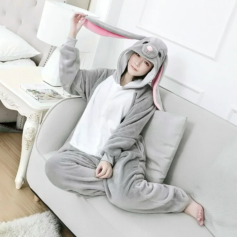 Mashimaro Kigurumi pigiama da donna lungo orecchio coniglietto tutina per adulto animale con cappuccio coniglio pigiama intero costume cosplay di halloweencosplay