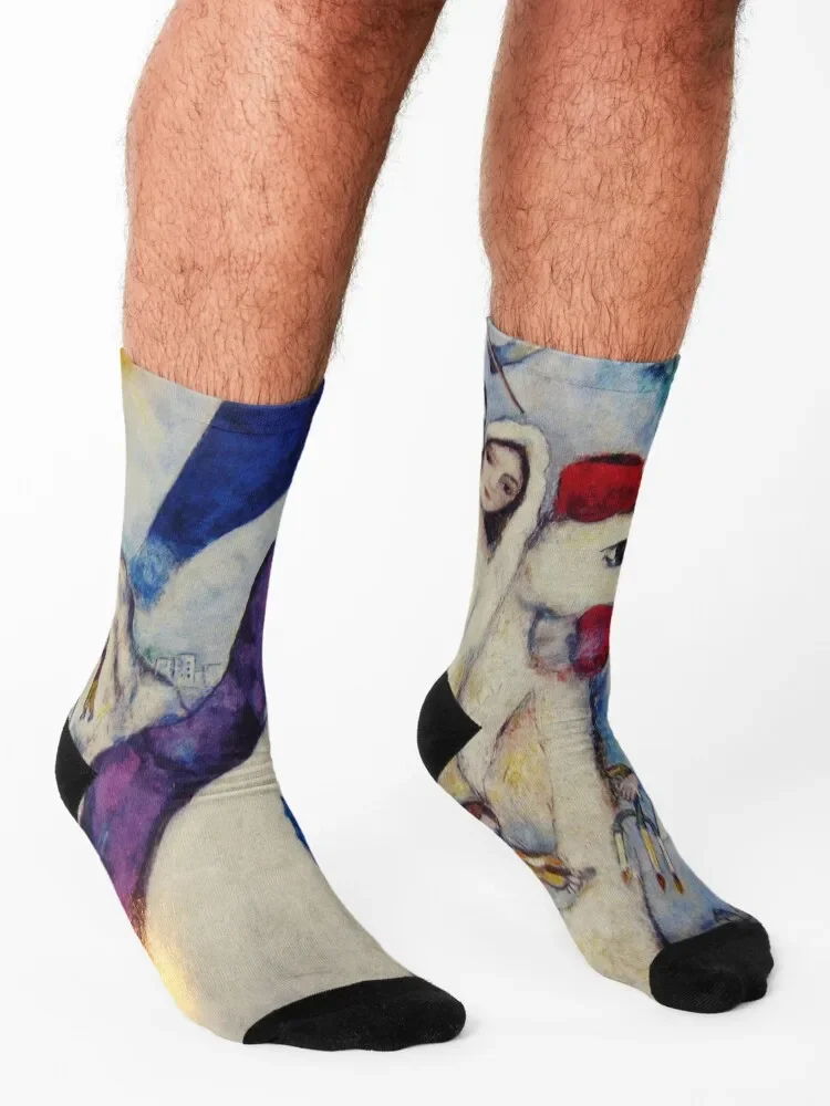 ليه amoreux dessin الاسمية مارك شاجال مارك شاجال لوحات مارك شاجال الفني الجوارب kawaii الهوكي الأزهار الجوارب رجل إمرأة #3