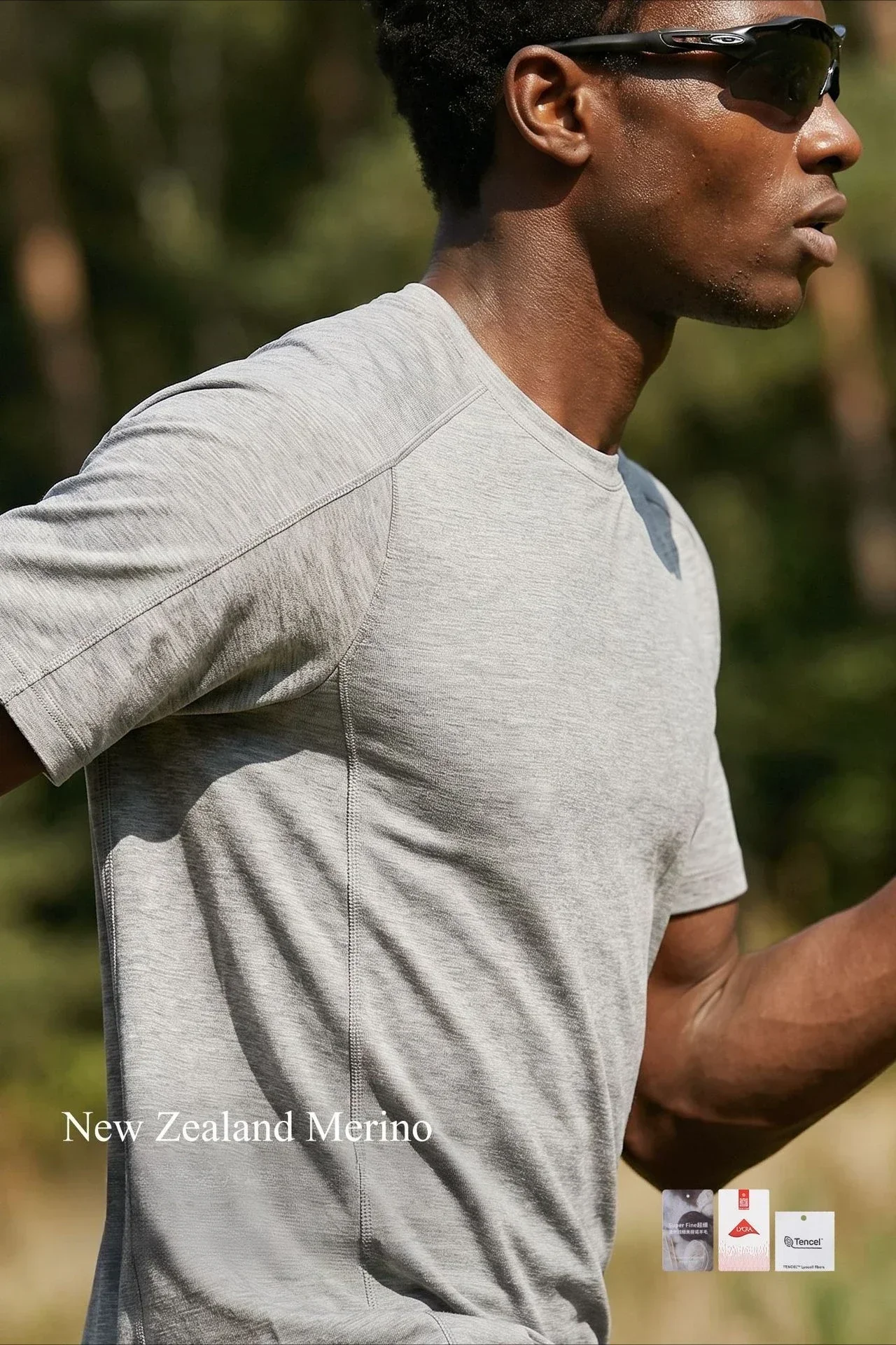 Herren Merinowolle-Mischgewebe T-Shirt Schnelltrocknend Athletisches Kurzarm-Shirt Atmungsaktiv Geruchshemmend für Wandern Fitness Laufen Workout Activewear – Detail 8