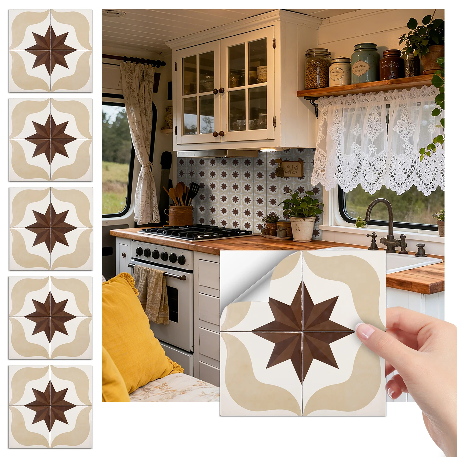 

Stickers muraux bohème tuiles autocollantes décoration murale, cuisine, résistant à l'usure, décoration intérieure 36 pièces