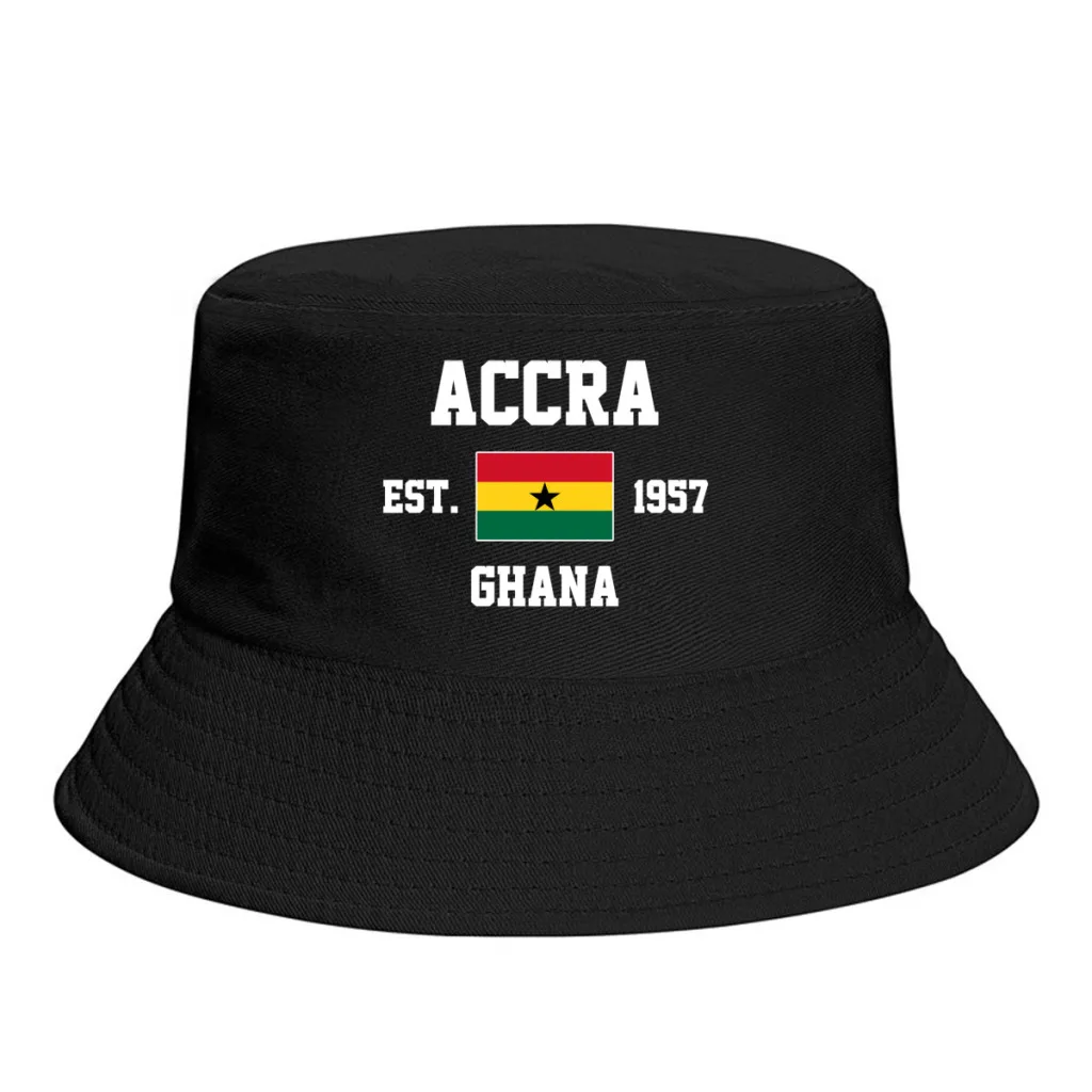 Bucket Hats  Ghana EST.1957 Accra Emblem Flag Sun Shade Cool Outdoor Summer Fisherman Caps Fishing Hat