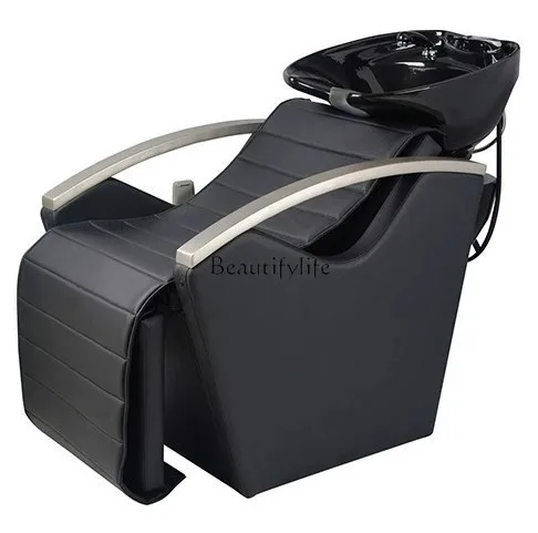 

88.-Intelligent electric massage shampoo bed barber shop semi-reclining head treatment flush bed ceramic basin