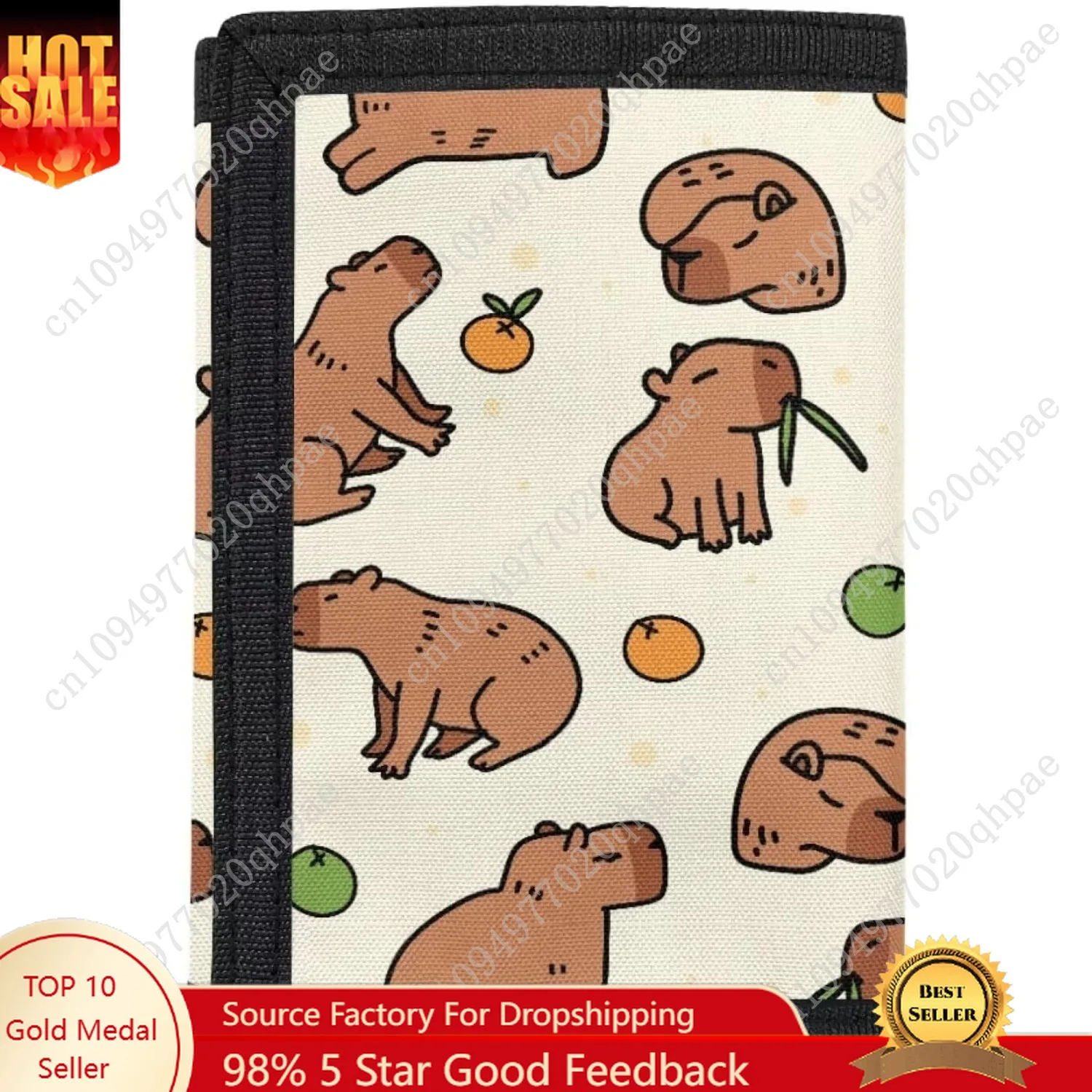 

INSTANTARTS Capybara Trifold Wallet for Kids Boys Girls Canvas Coin Pouch Cute Portable Coin Organizer Clutch Wallet
