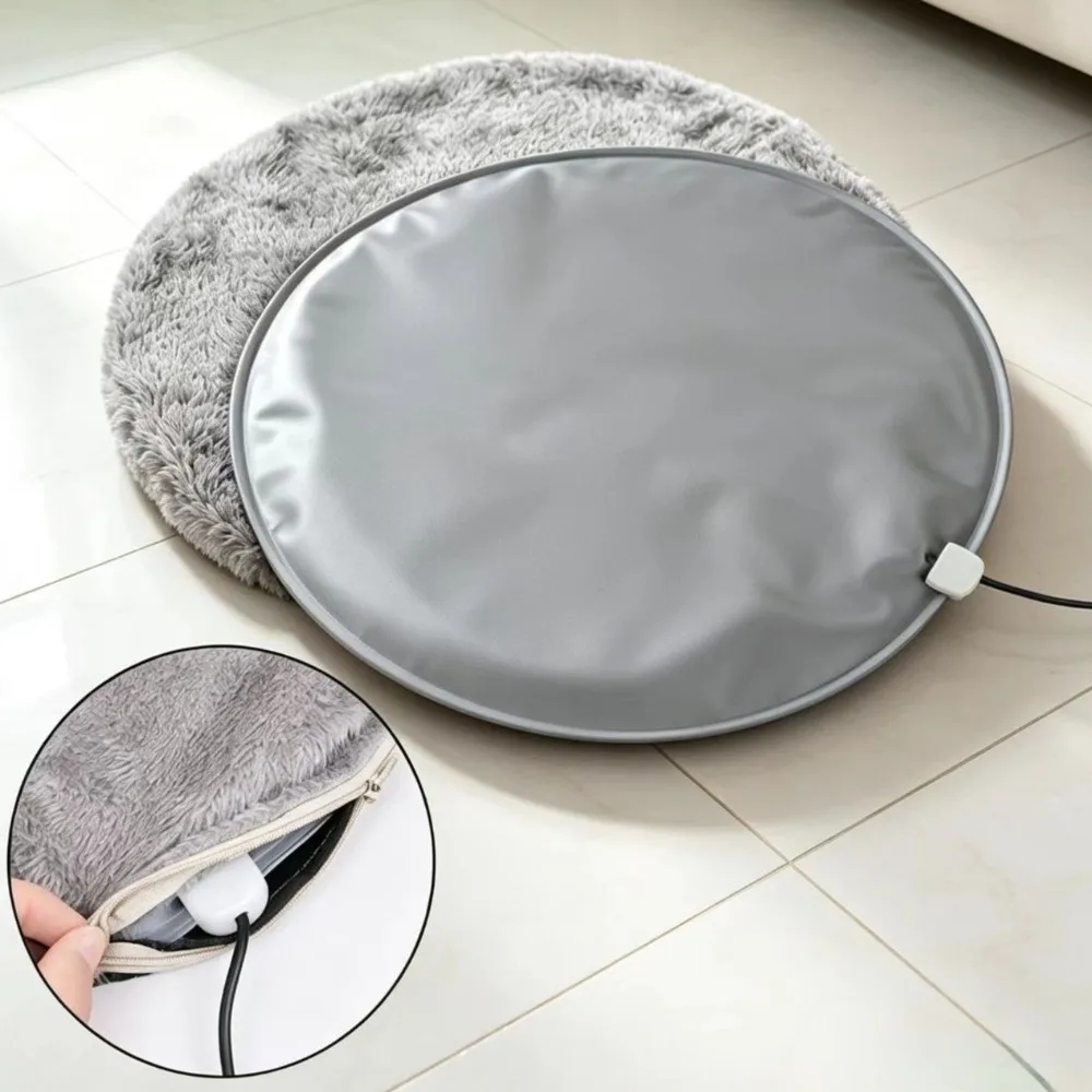 USB Charging Pet Plush Electric Blanket Soft Warm Thickened Cat Heating Pad Temperature Control Non-slip Pet Warmer Mat
