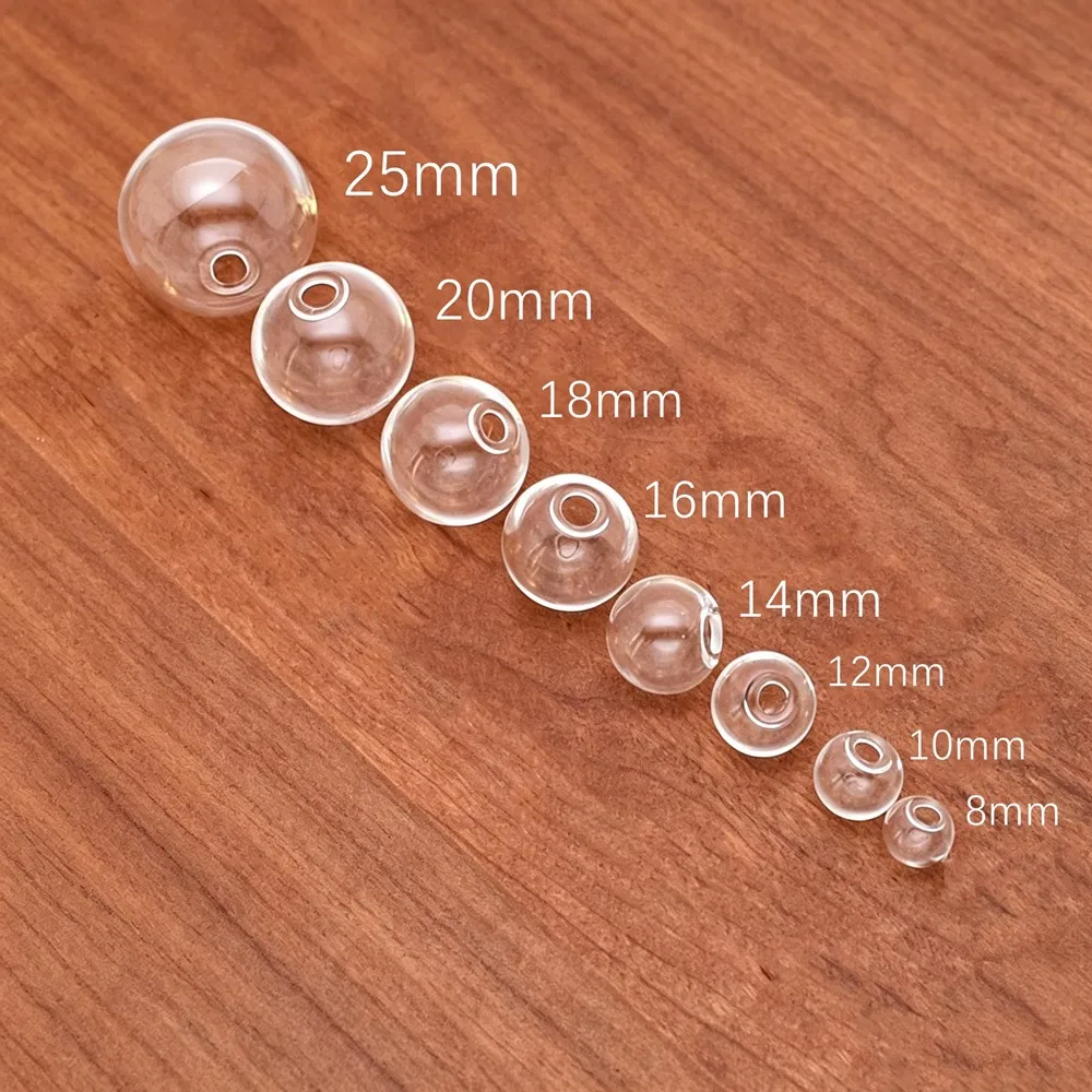 Hollow Glass Globe Beads 10pc Single-Hole Vials for Jewelry Pendants, Lockets & Mini Bottle Charms
