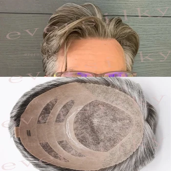 קשר קו השיער הטבעי החזק ביותר עמיד npu mono pu mono pu תערובת תחרה שחורה אפור בלונדינית גברים piugs תותבת