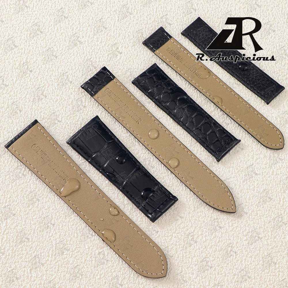 Watch Accessories Genuine Leather Watchband For Blue Balloon/Tank London Solo Lychee Textured/Crocodile Pattern Cowhide Strap view 3