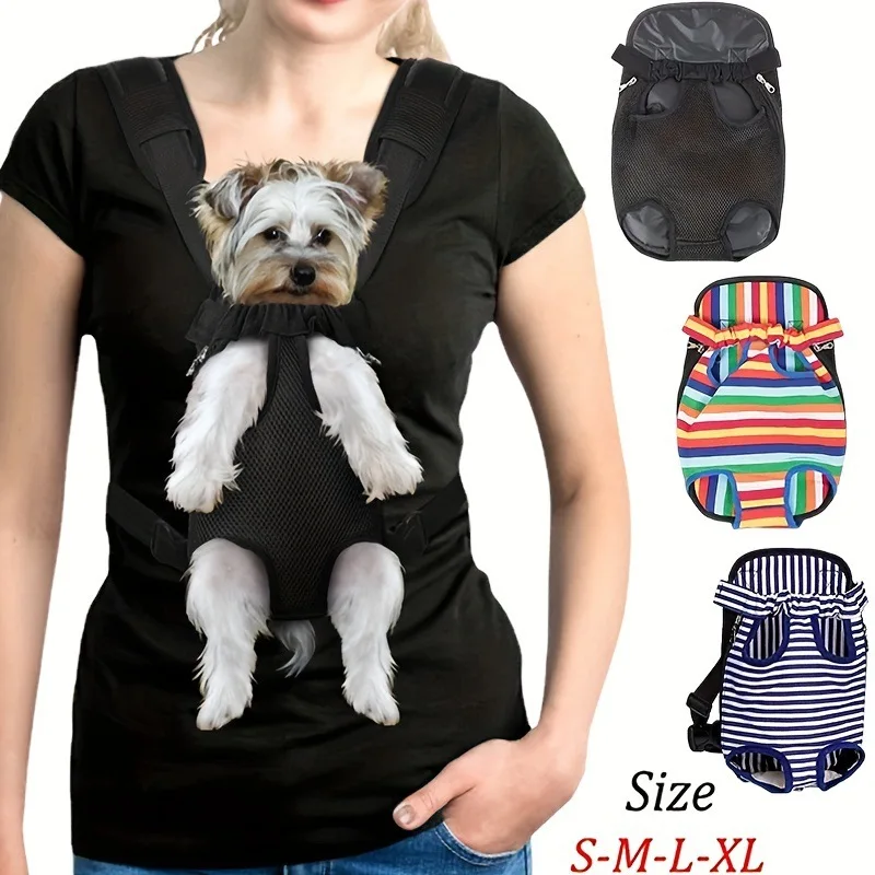 Breathable Pet Dog Cat Chest Carrier Backpack Hands-free Outdoor Travel Bag for Small Pets