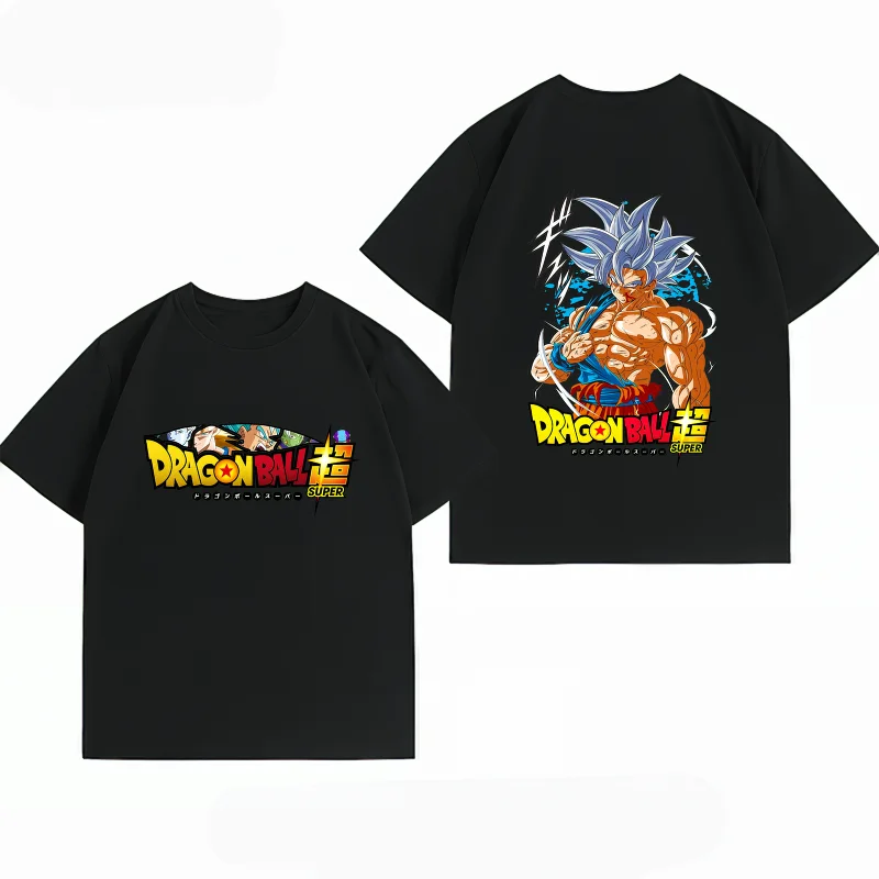 Men's Clothing 100% Cotton Summer T-Shirt Bandai Dragon Ball Super Goku Ultra Instinct Print Men's Tops