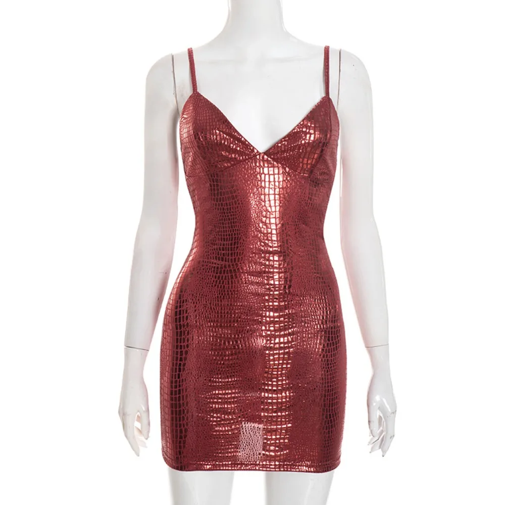 FAGADOER Sexy Gold Stanzen Bodycon Kleider Frauen Spaghetti Strap Ärmelloses Backless Kleid Weibliche Party Clubwear Vestidos Neue